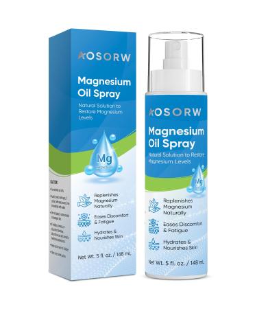 AOSORW Pure Magnesium Oil Spray - Organic Natural Topical Magnesium for Nighttime Comfort Sleep - Non-Greasy for Feet Hands and Body - 4.8 Fl Oz