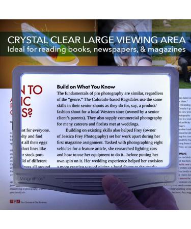 MagniPros 3X Large Ultra Bright LED Page Magnifier with 12 Anti-Glare Dimmable LEDs(Evenly Lit Viewing Area & Relieve Eye Strain)-Ideal for Reading Small Prints & Low Vision Seniors with Aging Eyes Silver - Buy Online on GoSupps.com