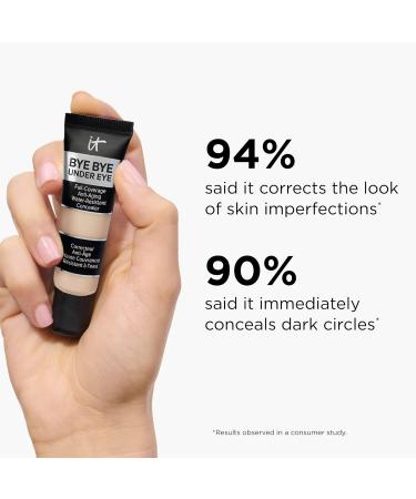 IT Cosmetics CC+ Cream with SPF 50+ Natural Finish Full Coverage Foundation (Rich Cool - 1.08 fl oz) & Bye Bye Undereye Concealer Anti-Aging Makeup (40.5 Deep - 0.4 fl oz) - Buy Online on GoSupps.com