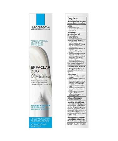 La Roche-Posay Effaclar Duo Dual Action Acne Spot Treatment Cream with Benzoyl Peroxide Acne Treatment Blemish Cream for Acne and Blackheads Safe For Sensitive Skin 1.35 Fl Oz (Pack of 1) - Buy Online on GoSupps.com