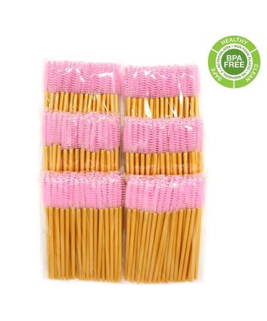 300 Pack Mascara Wand Eyelash Brush Disposable Eye Lash Applicator Kit in Gold/Pink - Buy Online on GoSupps.com