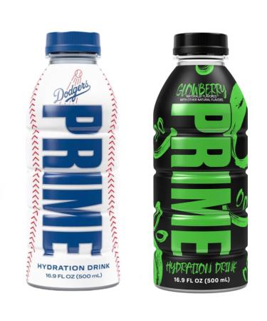PRIME Hydration Sports Drink by Logan Paul & KSI - Los Angeles (LA) Dodgers + Glowberry - 500ml Bottle