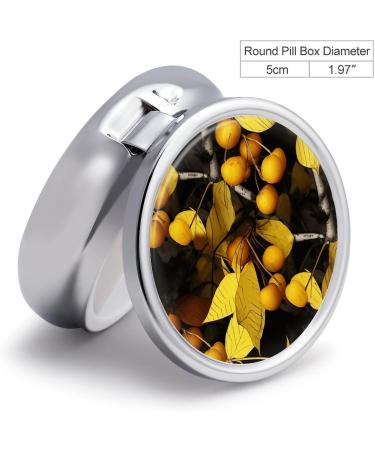 Travel Pill Box - 3 Compartment Organizer with Yellow Leaves & Fruits | Portable Medicine Case for Purse & Pocket - Buy Online on GoSupps.com