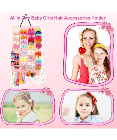 Hair Bows Holder with Large Capacity | Hair Clips Storage Hanger | Baby Hair Accessory Storage Display | Wall Hanging Organizer for Girl Room | Baby Nursery Decor - 13.7x26 Inch - Buy Online on GoSupps.com