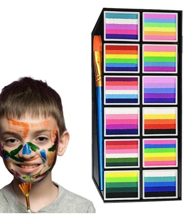 Face Paint Face Makeup | Washable Stain-Resistant Makeup with Markers and Brushes 12 Grids for Adults Parties Halloween Festivals Theater - Buy Online on GoSupps.com
