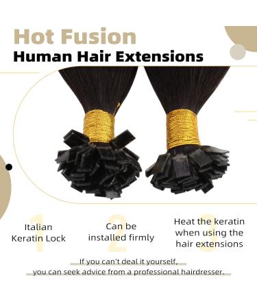 UGEAT 100% Remy Brazilian Hair Extensions - 22 Flat Bonding Keratin Glue Tips | Dark Brown to Light Gold Brown #2/6/12 - Premium Quality eCommerce - Buy Online on GoSupps.com