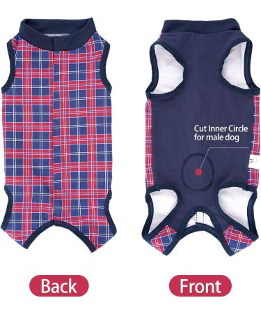 Heywean Dog Recovery Suit - Post-Op Wound Protection & Medical Shirt for Dogs | XXXL Marine Plaid - Buy Online on GoSupps.com