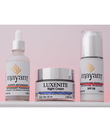 Mayam Beauty Anti-Manchas Skincare Kit Brightening & Firming 3-Piece Set with Vitamin C Serum, Retinol Night Cream, and SPF 50 Day Cream All Skin Types Made in Mexico
