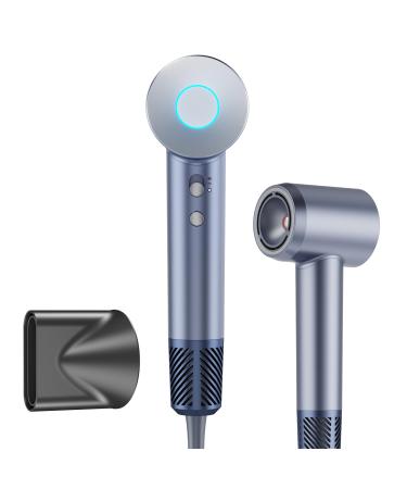 Hair Dryer New Upgrade 1400 Watt Negative Ion Hair Dryer with Magnetic Nozzle 110 000 RPM Brushless Motor Negative Ion Indicator Fast Dry 4 Temperatures/2 Speeds Low Noise for Home Travel Silver