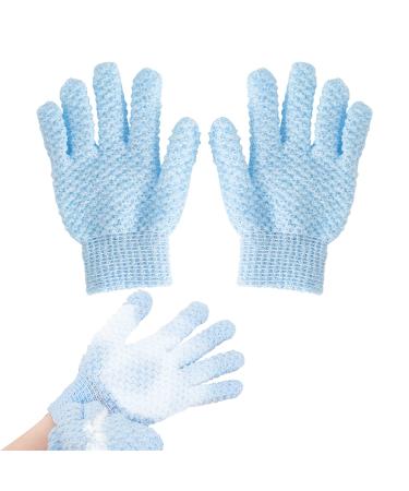 Bath Gloves for Shower Exfoliating Gloves for Men and Women  Body Scrub Shower Scrubber  Double Sided Microfiber Shower Body Gloves for Adults and Kids  Body  Hand Massage  Daily Bath  Blue Blue-2pcs