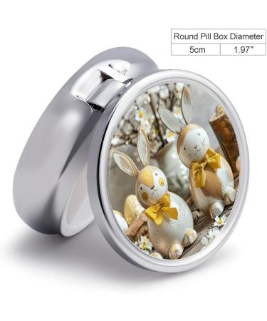 Portable 3 Compartment Pill Box - Travel Pill Organizer with Rabbit Statues - Small Round Medicine Case for Purse & Pocket - Buy Online on GoSupps.com