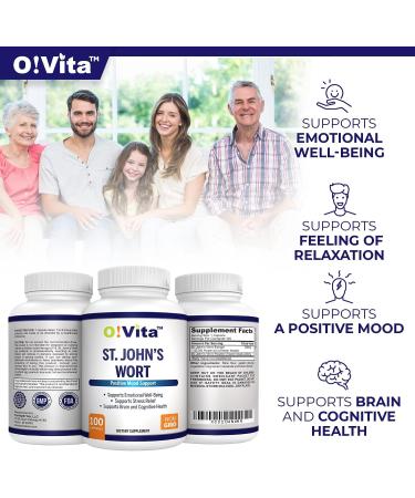 VITA St. John's Wort 500mg Mood Enhancer & Brain Health Support - 100 Non-GMO Capsules - Buy Online on GoSupps.com