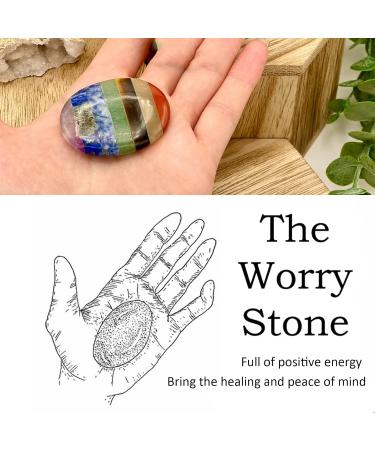 7 Chakra Thumb Worry Stone for Anxiety - Healing Crystal Pocket Palm Gemstones in Gift Box for Meditation and Yoga - Buy Online on GoSupps.com