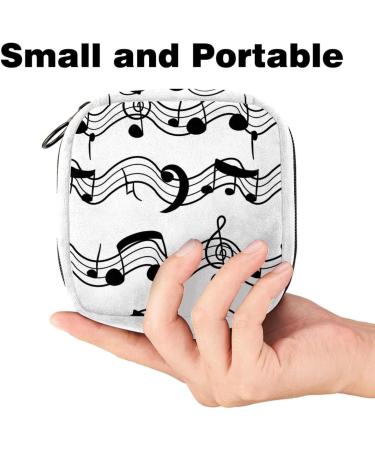 Music Notes Sanitary Napkin Storage Bag | Period Tampon Makeup Pad Pouch - Black Color - Buy Online on GoSupps.com