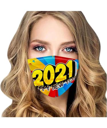 ZQP 50PCS Happy New Year Face_Mask for Women Men 2021 Disposable Breathable 3 Ply Filter Face Protective Balaclava Mouth Dustproof Anti-Droplets Face Scarfs Bandanas for Adults Goodbye 2020 - Buy Online on GoSupps.com
