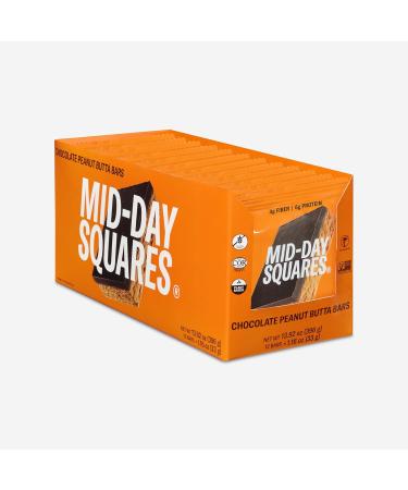 Mid-Day Squares Peanut Butta Protein Chocolate Bars, 1.16 Oz each, 3 Packs (36 Squares) | Made with Real Chocolate, 6g Plant Protein, 4g Fiber, Gluten Free, Plant-Based Peanut Butta 12 Count (Pack of 3) - Buy Online on GoSupps.com