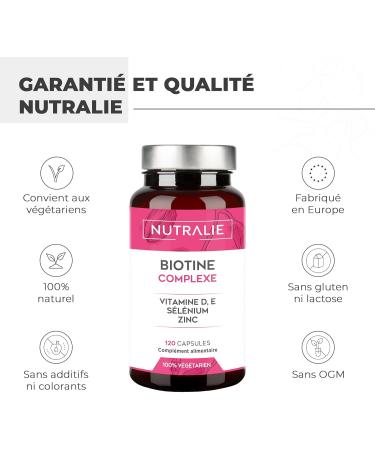 Biotin Hair Growth 10 000 g - Very Fast - Winner 2022 Zinc + Selenium Vit D E - Skin Nails - Women Men - Vitamin B8 Food Supplement - 120 Capsules Nutralie - Buy Online on GoSupps.com