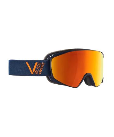 Black Crevice Ski-Gladming I Ski glasses in different colors I ski goggles men & women with break-resistant double disc i anti-fog coating & UV 400 protection I size adjustable navy/orange m (head circumference 55-58 cm)