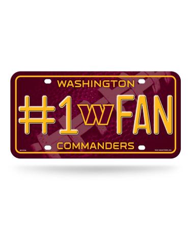 Rico Industries NFL Washington Commanders #1 Fan #1 Fan Metal Auto Tag 8.5" x 11" - Great for Truck/Car/SUV