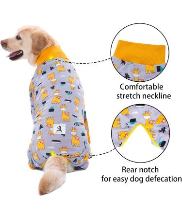 Shop Axcimond Dog Recovery Suit for Post-Op Dogs Long-Sleeved Wound Protection Size 5XL Gray Giraffe Alternative to Neck Collars - Buy Online on GoSupps.com
