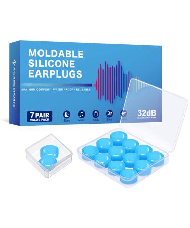 7 Pairs Reusable Silicone Ear Plugs for Sleeping | Waterproof Swimming Plugs Noise Cancelling  32dB NNR Noise Reduction  Sound Blocking Earplugs for Shooting Range  Concerts  Motorcycles  Snoring