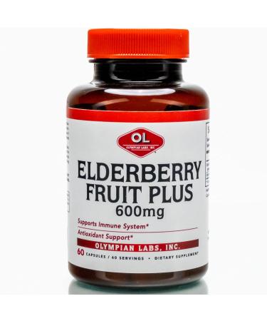 Olympian Labs Elderberry Fruit Plus | Supports Immune System | Antioxident | 600mg 60 Capsules