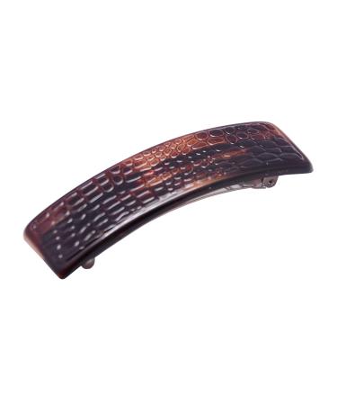 Parcelona French Croco Tortoise Shell Brown Strong Grip Celluloid Automatic Hair Clip Hair Barrette (Tortoise Shell)