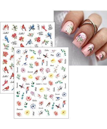 JMEOWIO 9 Sheets Flower Leaves Nail Art Stickers Decals Self-Adhesive Spring Summer Floral Nail Supplies Nail Art Design Decoration Accessories - Buy Online on GoSupps.com