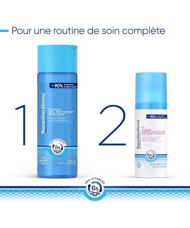 BepanthenDerma Soothing Facial Cleansing Gel - Soap-Free Moisturizing Facial Cleansing Gel - For Dry to Very Dry Skin - for Men and Women - 2x200 ml - Buy Online on GoSupps.com