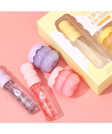 Lip Mask & Lip Gloss Set Intensive Hydrating Strawberry Lips Care Set for Dry Chapped Flaky Lips Overnight Repair Care with Moisturizing Smoothing & Softening Sweet Scented Gift for Women Girls 2 Pcs - Buy Online on GoSupps.com