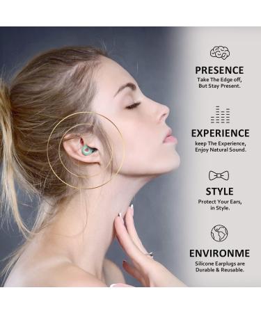 Silicone Noise Cancelling Ear Plugs for Sleep - Reusable Hearing Protection with 25dB Canceling Efficiency - 6 Ear Tips Included - Green - Buy Online on GoSupps.com