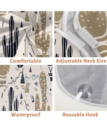 Beard Bib Apron for Men | Non-Stick Waterproof Hair Catcher Cape | Abstract Cactus Design - Perfect for Shaving & Trimming - Buy Online on GoSupps.com