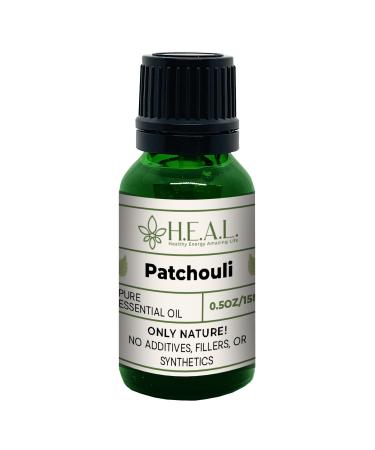 H.E.A.L. Patchouli Essential Oil 100% Pure Steam Distilled Aromatherapy Oil from Patchouli Leaves for Diffusers & DIY Blends 0.5oz