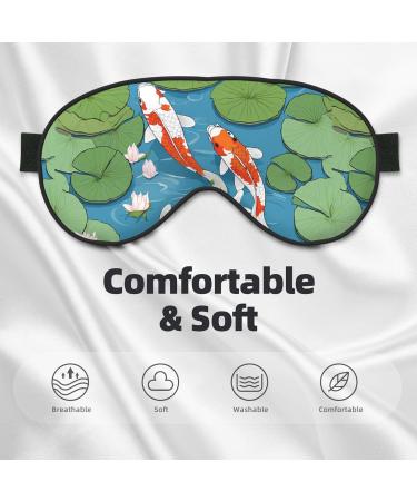 Soft Blackout Eye Masks for Better Sleep - Reusable Sleep Mask for Men & Women Travel Essentials Gifts - Japanese Koi Fish Design - Buy Online on GoSupps.com
