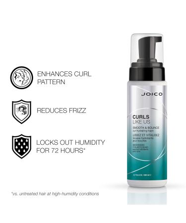 Joico Curls Like Us Smooth & Bounce Curl Hydrating Foam | For Curly Hair | Reduce Frizz | Enhance Curl Patterns | 72-Hour Humidity Protection | With Moringa Seed & Algae Oil | 6.7 Fl Oz - Buy Online on GoSupps.com