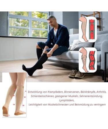 MDRCG Compression Socks with Zipper - Varicose Vein Support Stockings for Women & Men - Open Toe Edema XL B - Buy Online on GoSupps.com