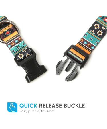Heele Bohemian Cyan Dog Collar for Small & Medium Dogs - Adjustable Comfortable & Durable | Perfect for Puppies (34-53cm) - Buy Online on GoSupps.com