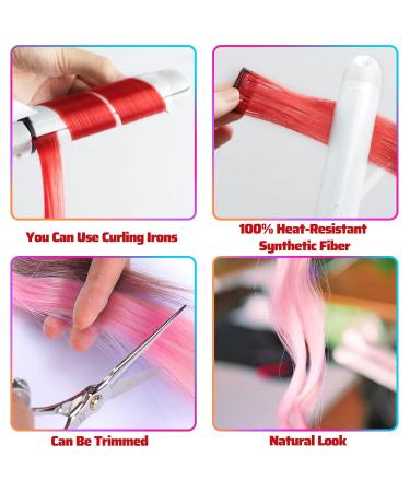 22-Inch Colored Clip-In Hair Extensions for Girls - 10 Pcs Red Straight Accessories - Perfect for Parties & Highlights - Buy Online on GoSupps.com