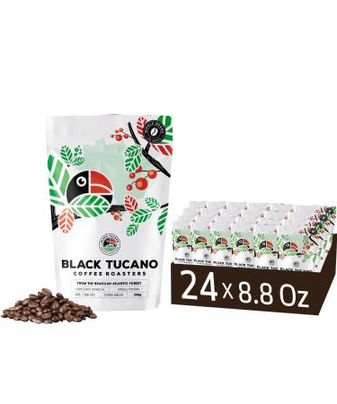 Black Tucano Brazilian Specialty Medium Roast Single Origin Coffee - Premium 86+ Points Whole Bean - 250g 24 Pack