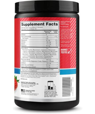 Optimum Nutrition Amino Energy Powder Plus Hydration, with BCAA, Electrolytes, and Caffeine, Strawberry Burst, 30 Servings - Buy Online on GoSupps.com