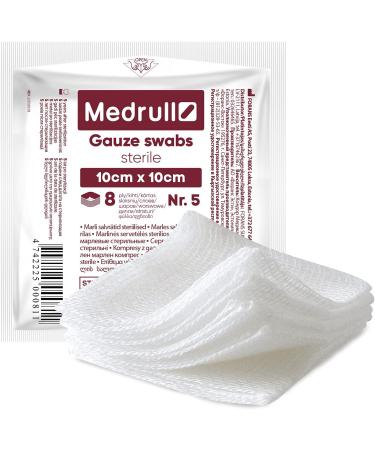 Medrull Mulltubfer Sterile 10x10 cm - Extra Absorbent Not Sticky Wound Drains - 100 Pack (20 Bags of 5) - Ideal for International Shipping - Buy Online on GoSupps.com