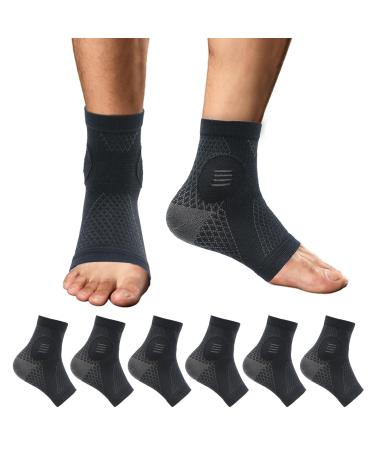 3Pairs Plantar Fasciitis Socks - Neuropathy Socks - Ankle Compression Sleeve - Toeless Compression Socks with Foot/Arch Support for Heel Spurs Foot Swelling & Fatigue Pain Relief (Black X-Large) X-Large Black