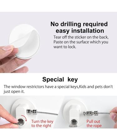 Sunallwell Window Safety Locks - Pack of 4 Childproof Window Restrictors with Key for UPVC, Fridge, Cupboard - No Drilling Required - Buy Online on GoSupps.com
