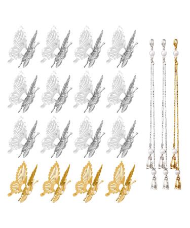 16 Pieces Of Butterfly Hairpins 3 Pieces Of Tassels Moving Butterfly Hairpins Golden Ladies Hair Accessories Butterfly Hair Accessories Silver Girl Accessories