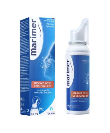 Marimer Hypertonic Saline Nasal Spray All Natural Seawater Sinus Rinse & Sinus Allergy Symptom Reliever 3.38 FL OZ (100 mL) 3.38 Fl Oz (Pack of 1)