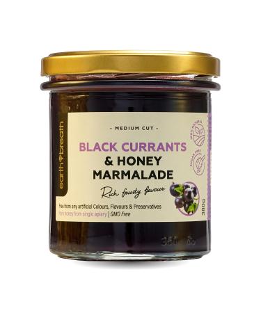 Earthbreath Marmalade - Honey & Blackcurrant - 380g - Sugar Free, Natural, Pure - Berries - Vegan Gelling Agent - Medium Cut - No Gelatin, Preservatives or Artificial Additives