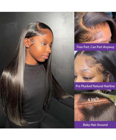 24 Brazilian Virgin Human Hair Straight Lace Front Wig | 13x4 HD Lace, Pre-Plucked, 180% Density | Natural Color with Baby Hair | For Black Women - Buy Online on GoSupps.com