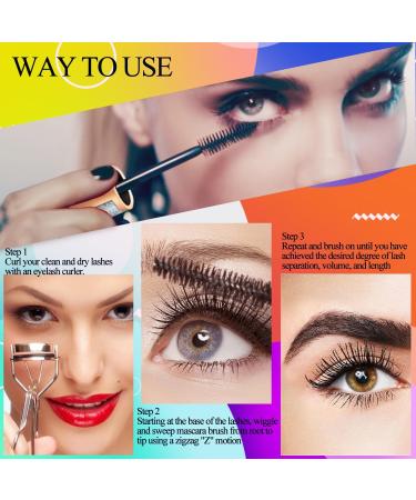 2Pcs Mascara Ksndurn Metal Mascara 3D Curling Eyelash Iron Mascara Eyelash Curler - Water Proof Smudge Proof Long Lasting (Black) - Buy Online on GoSupps.com