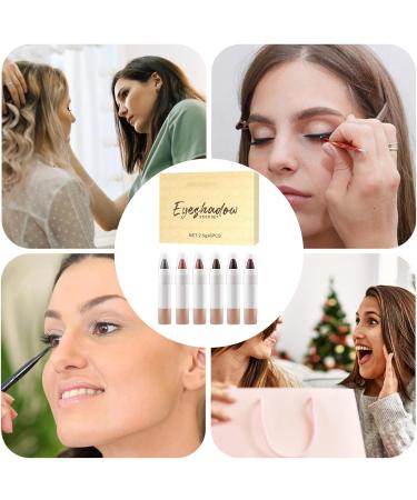 Shimmering eyeshadow stick - 6 colors of long-lasting glitter and sparkle | Cream eyeshadow stick | Eyeshadow pencil | Smear-proof cosmetic contour - Buy Online on GoSupps.com