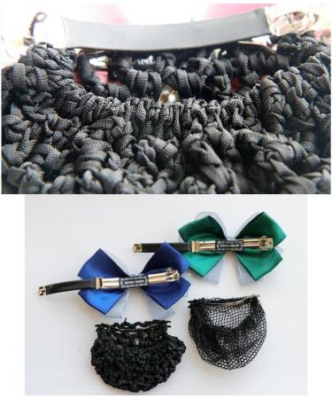 Bowknot Snood Net Net Hair Clip Net Hair Clip Barrette Hairnet Elastic Bun Headdress Hair Snood Net Barrette Clip Blue and Black K13 - Buy Online on GoSupps.com